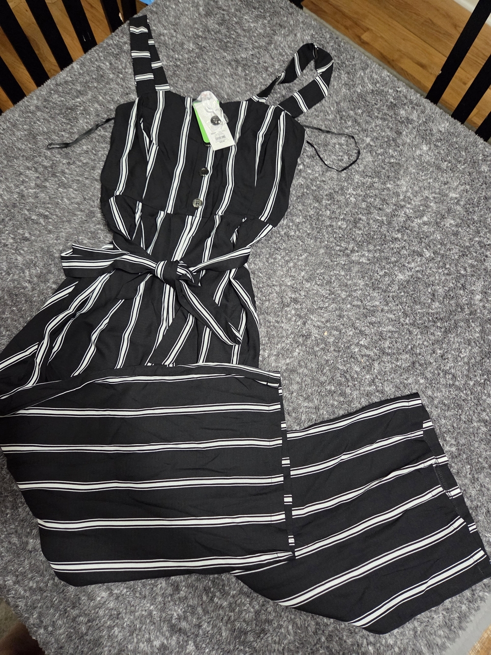 Kohl's Black & White Striped Tie-Waist Jumpsuit